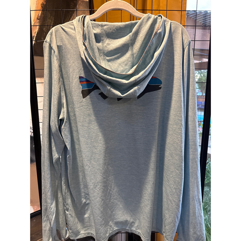 Patagonia Light Blue Long Sleeve Hooded Shirt - Picture 4 of 5